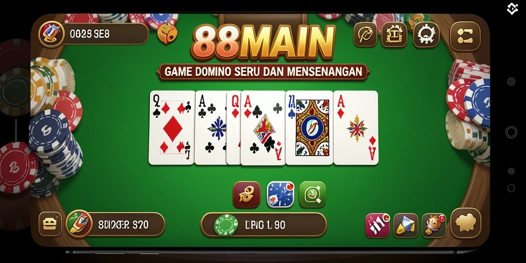 Tampilan gameplay seru Domino di 88MAIN dengan grafis menarik.