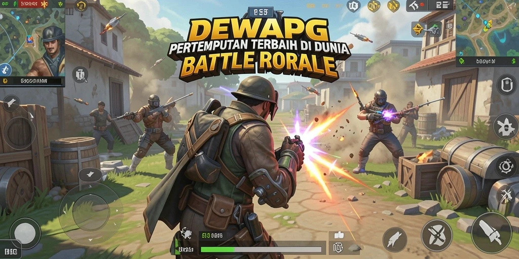 Screenshot DEWAPG menampilkan intensitas pertempuran di dalam arena Battle Royale.