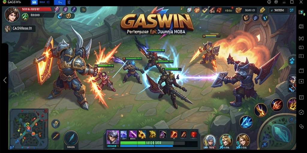 Tampilan gameplay GASWIN yang memukau dalam pertempuran MOBA