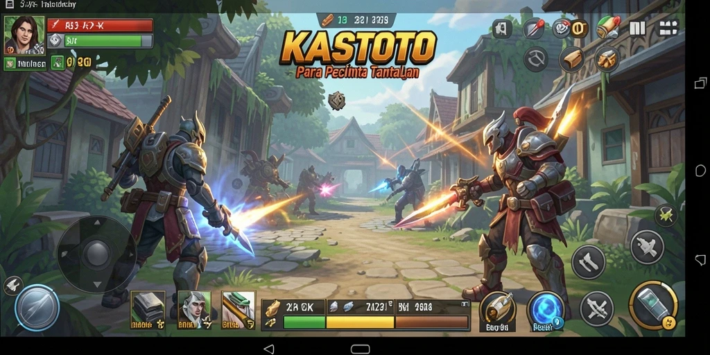 Gameplay KASTOTO yang menarik dengan pertarungan strategi yang intens.