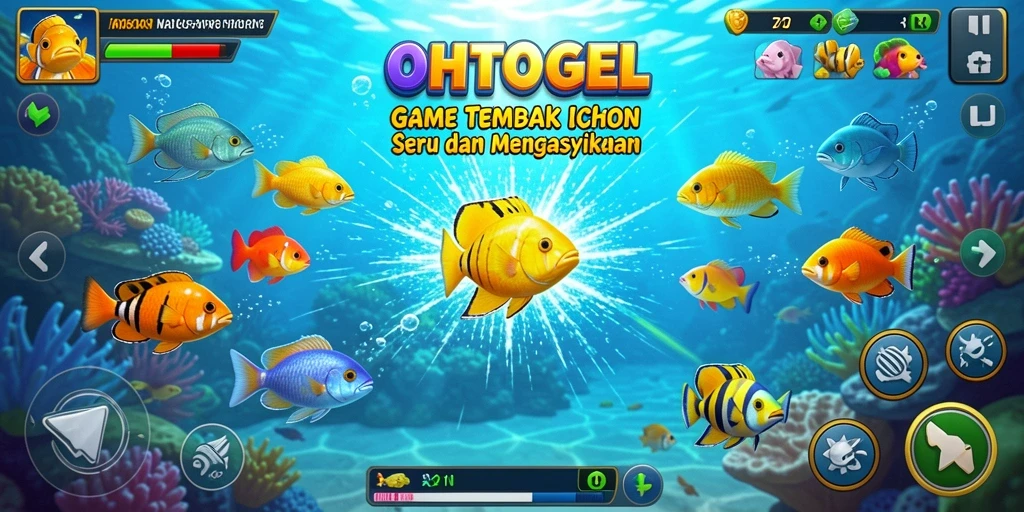 Menampilkan gameplay menembak ikan yang seru di OHTOGEL.