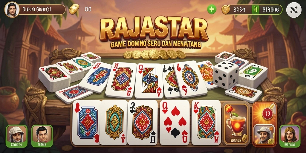 Tangkapan layar gameplay RAJASTAR yang menunjukkan aksi Domino yang seru.