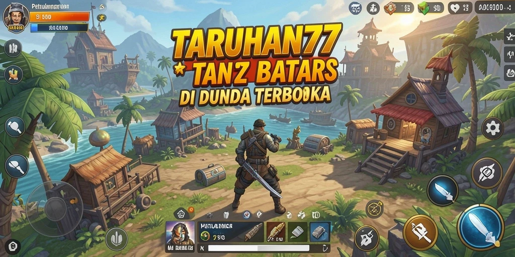 Screenshot gameplay TARUHAN77 dengan eksplorasi dunia terbuka yang luas.