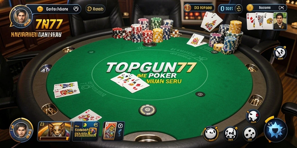Tampilan menarik dari gameplay Poker di TOPGUN77.